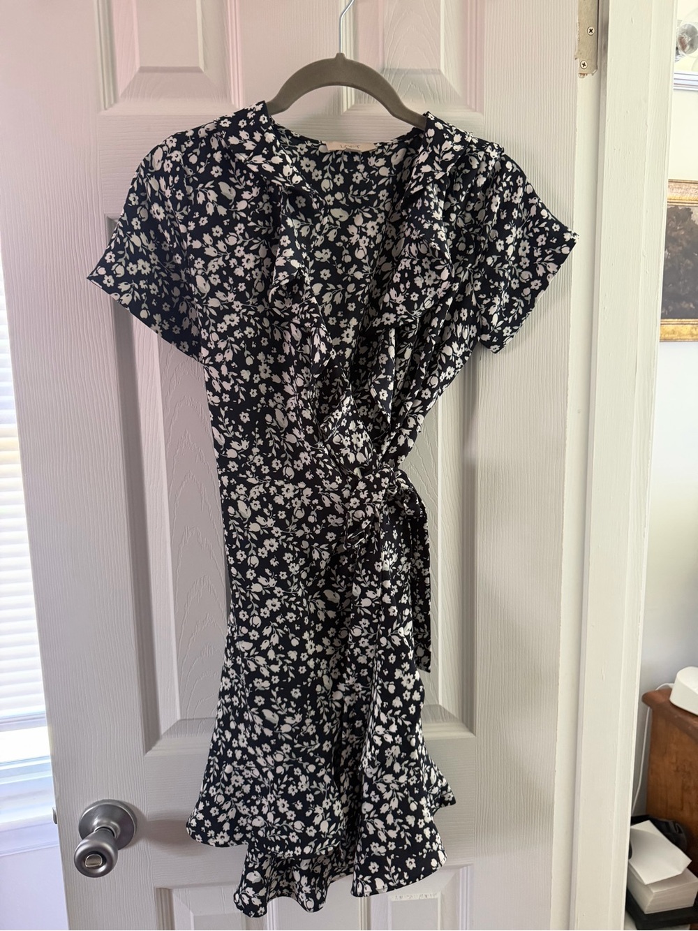 Floral Wrap Dress - Black and White